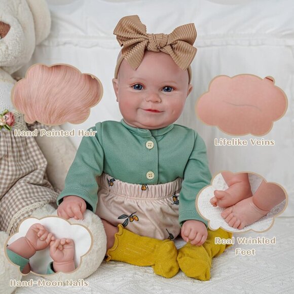 🆕 Brand New - 20-Inch Realistic Newborn Boy Soft Vinyl Body Reborn Baby Doll - Picture 4 of 7
